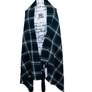Zara Black Plaid Long Scarf Shawl Super Soft Long Thin Scarf Preppy baddie work